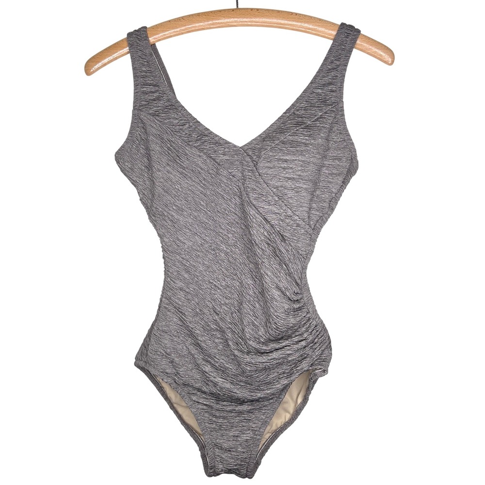 Vintage Textured Ruched Crinkle One Piece Swimsuit‎ Tummy Control Bathing Suit
